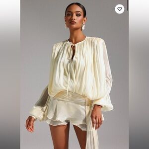 Elegant Cream Mini Dress Bridal Flowy Bella Barnett